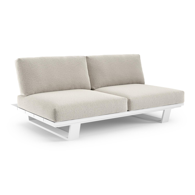 Pagino loungebank in wit aluminium met firenze natural all weather solica kussen