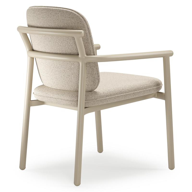 Bono stapelbare tuinstoel in beige aluminium met stoelkussen in All Weather Cosytica Marbella Beige