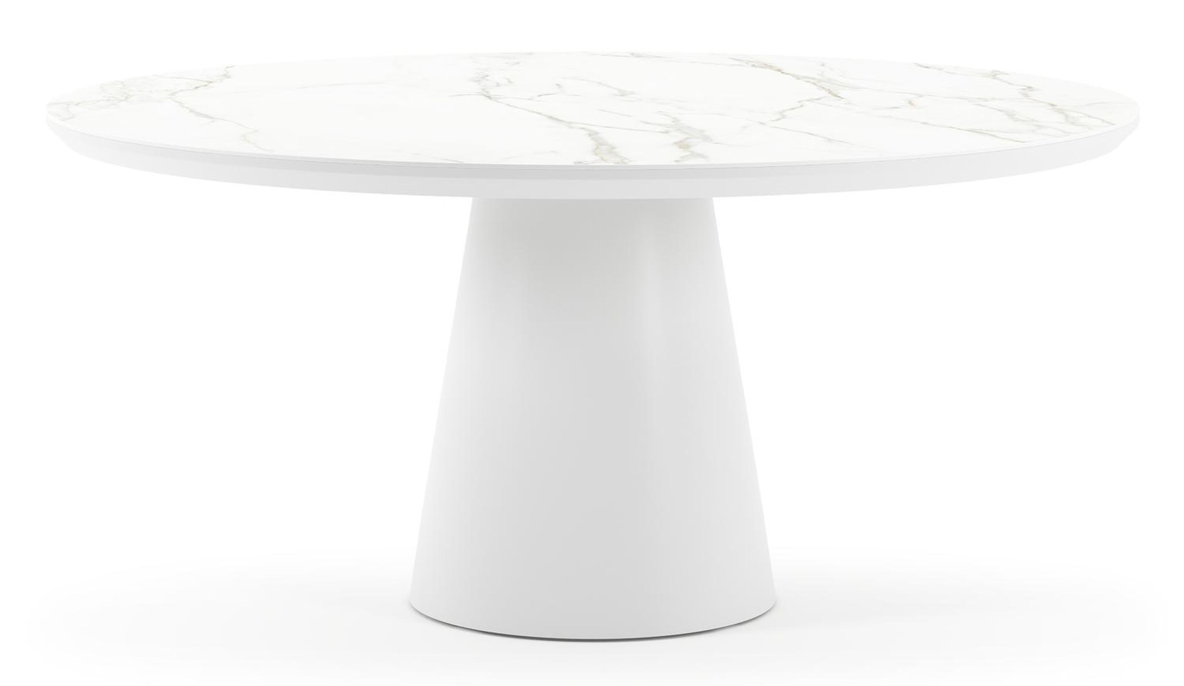 Donato tuintafel in wit aluminium en volkeramiek calacatta - Dia. 148 x H 75 cm