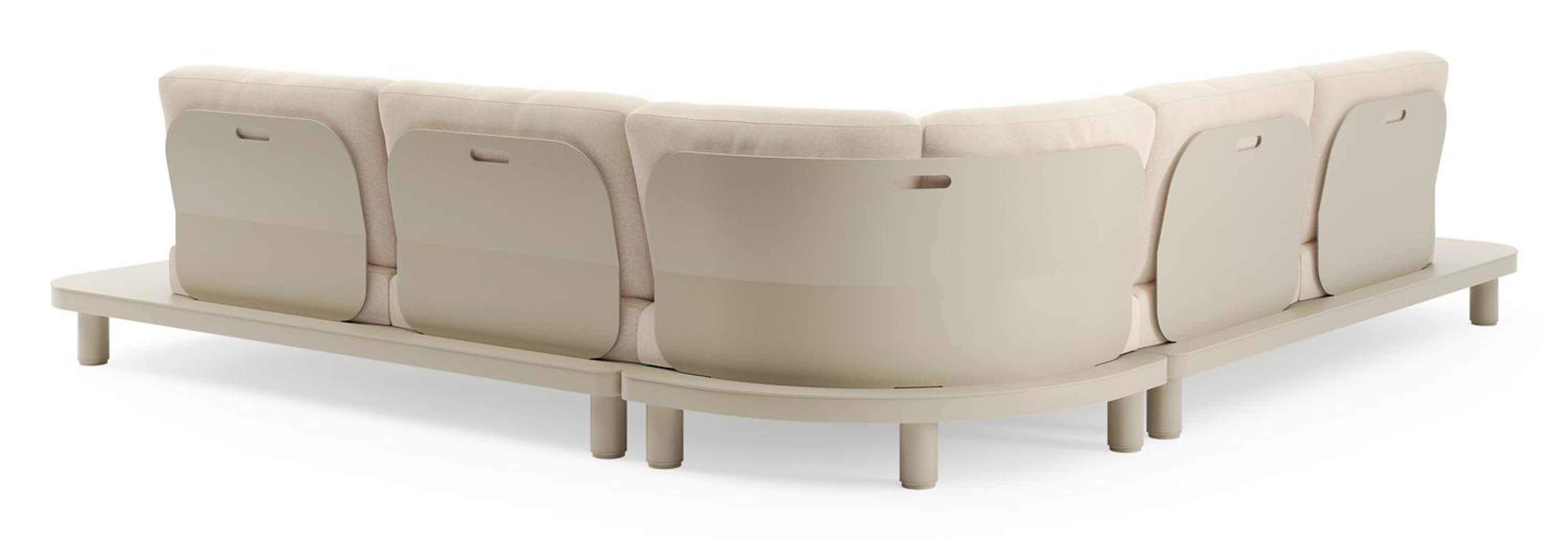 Donato loungehoek in beige aluminium met heritage papyrus all weather sunbrella® luxe kussen
