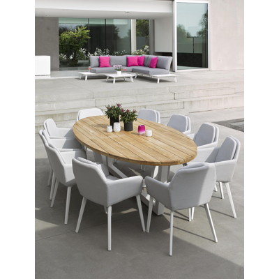 Altera tuinstoel wit-grijs - aluminium en textilene