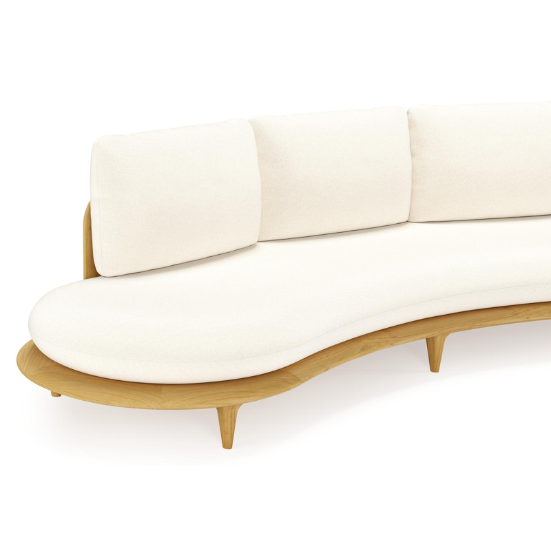 Bomero loungeset in teak met natte white all weather sunbrella® luxe kussen