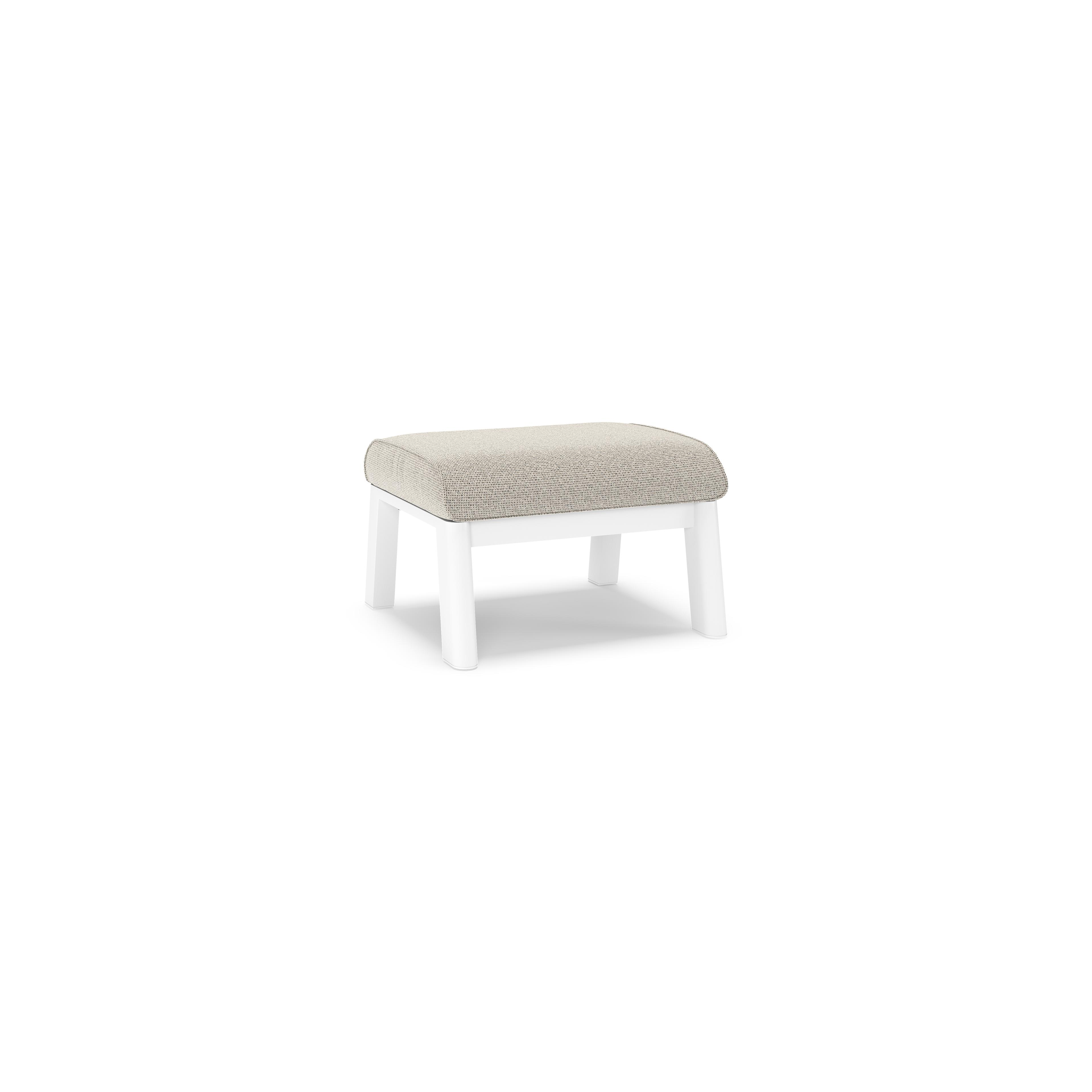 Cirello poef in wit aluminium met firenze sand all weather solica kussen