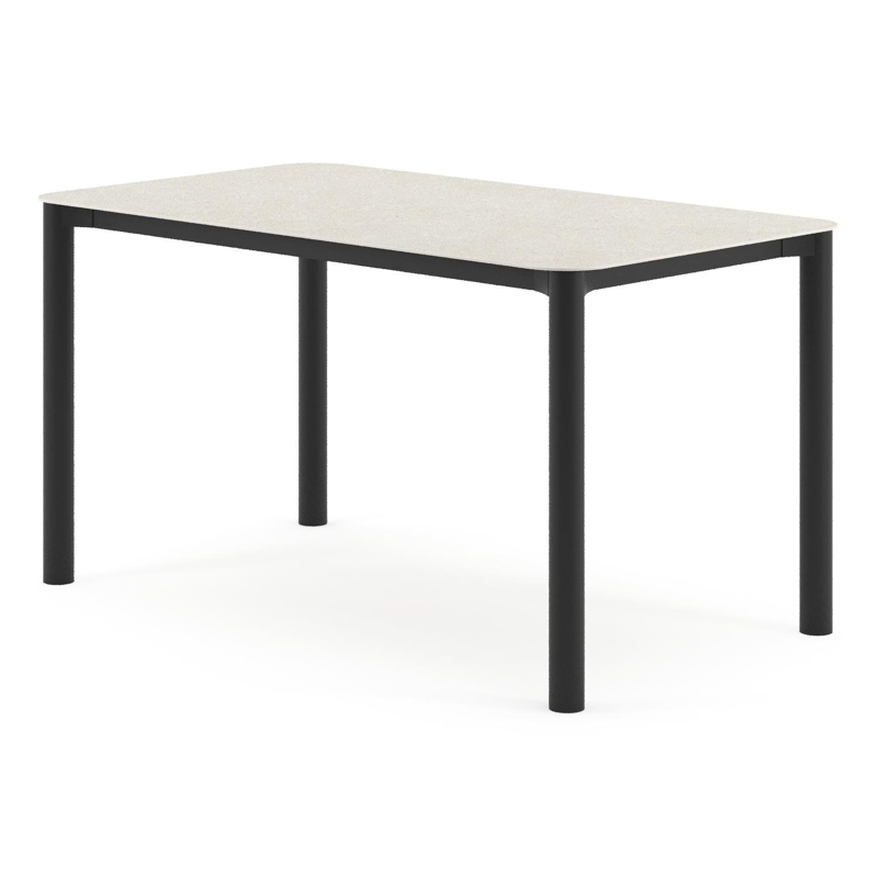 Orso tuintafel rechthoekig afgerond in zwart aluminium en volkeramiek Shilin - L 140 x B 80 x H 74.5 cm