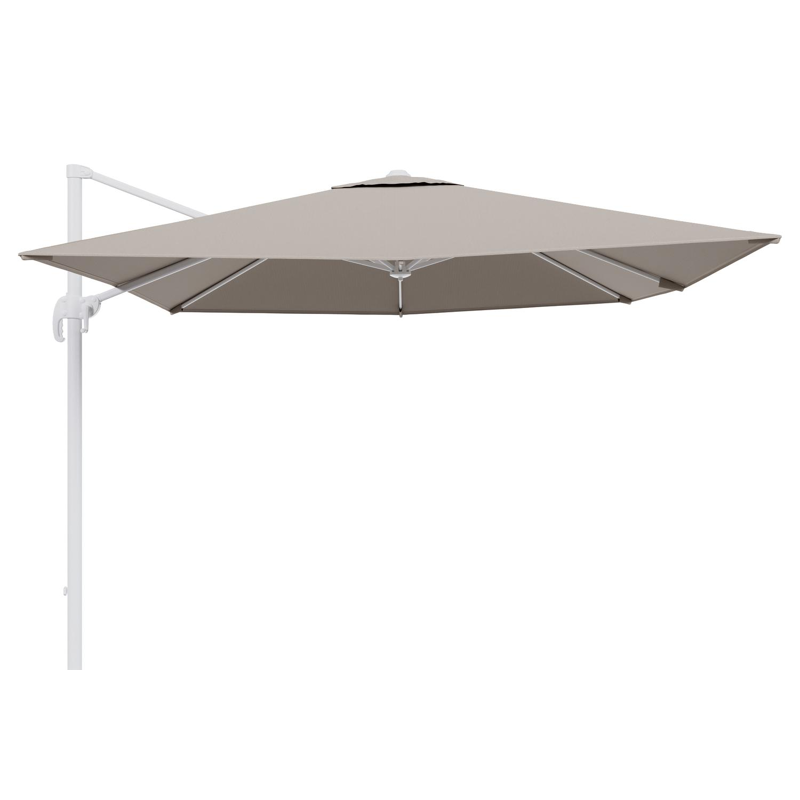 Calpe zweefparasol in wit aluminium met beige weather+ softtouch parasoldoek - L1 270 x L2 270 cm (zonder voet)