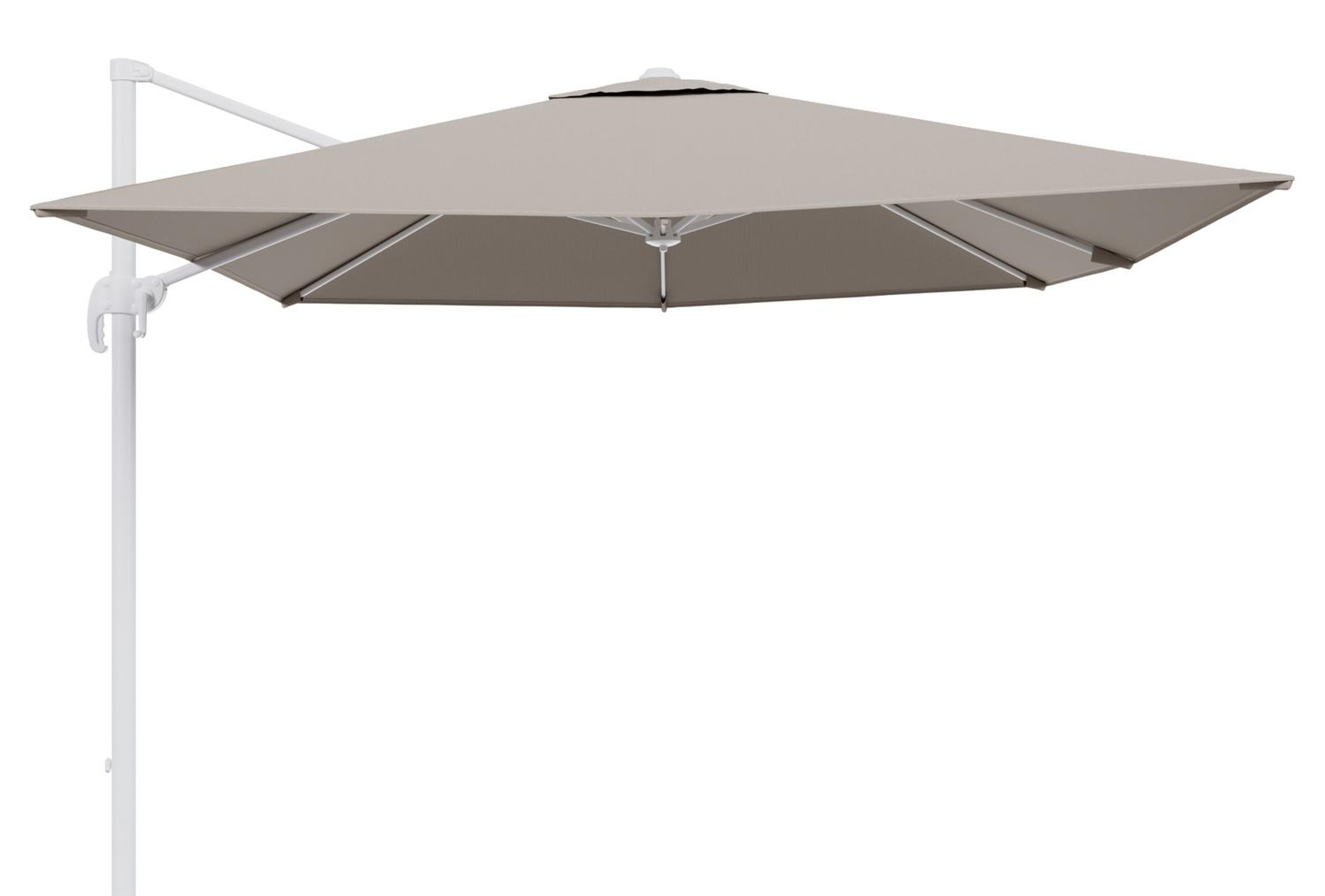 Calpe zweefparasol in wit aluminium met beige weather+ softtouch parasoldoek - L1 270 x L2 270 cm (zonder voet)
