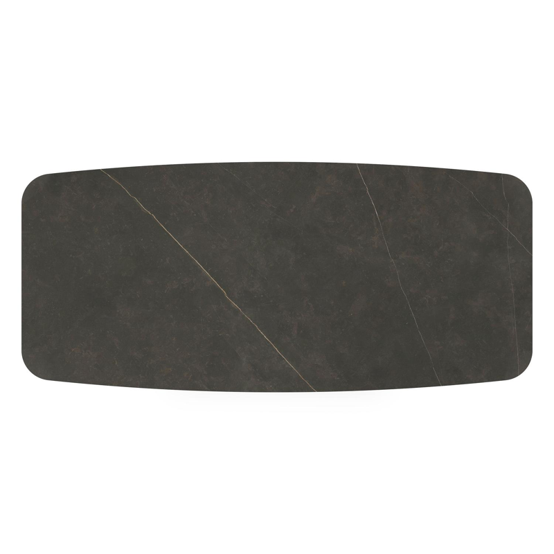 Table de jardin Donato en aluminium noir et céramique pleine calatorao - Lg 255 x Larg. 115 x H 74 cm