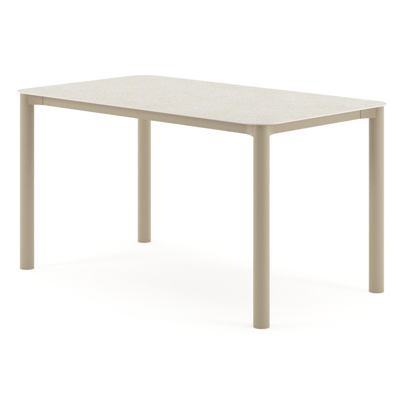 Orso tuintafel rechthoekig afgerond in beige aluminium en volkeramiek Shilin - L 140 x B 80 x H 74.5 cm