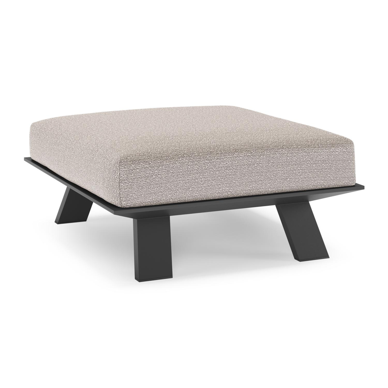 Cesano poef in zwart aluminium met wander granite all weather Sunbrella® luxe kussen