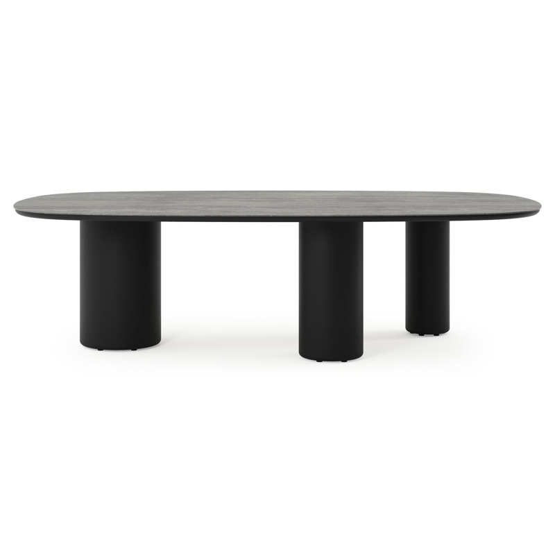 Amico tuintafel bombo xl in zwart aluminium en volkeramiek Aspen Grey - L 270 x B 148 x H 73.5 cm