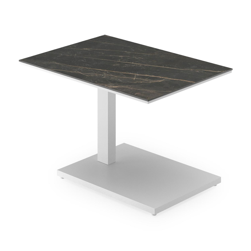Cesano loungetafel rechthoekig in wit aluminium en volkeramiek Black Obsession - L 70 x B 50 x H 66 cm