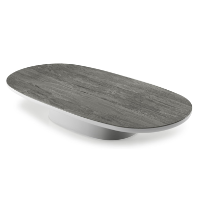 Amico loungetafel bombo in wit aluminium en volkeramiek Aspen Grey - L 171 x B 89 x H 24 cm