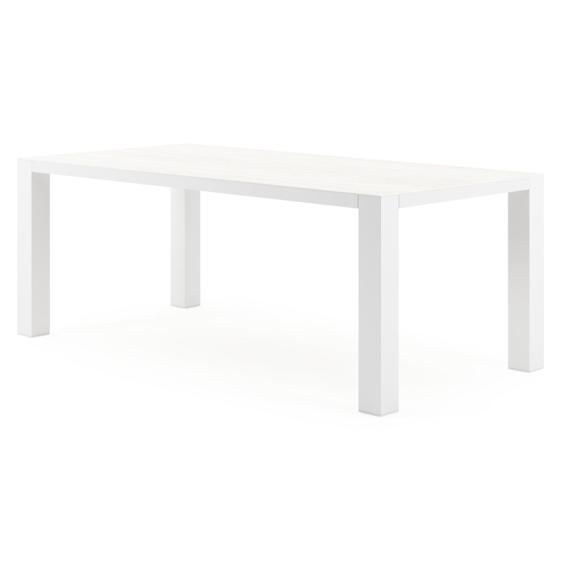 Nano tuintafel rechthoekig in wit aluminium en volkeramiek calista - L 200 x B 100 x H 75 cm