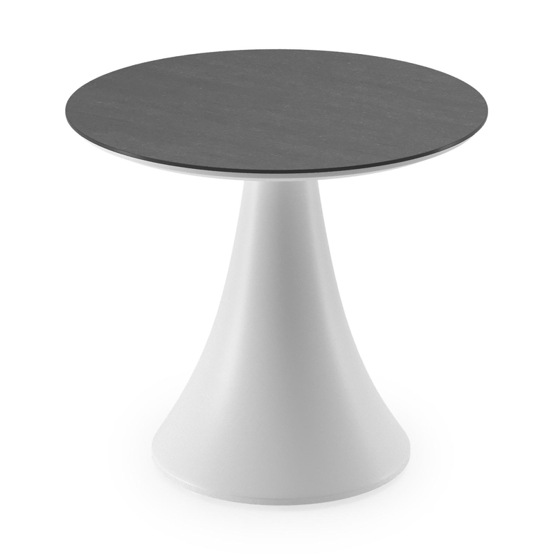 Fano low dining low dining loungetafel rond in wit aluminium en volkeramiek Basalt Black - Dia. 65 x H 55 cm