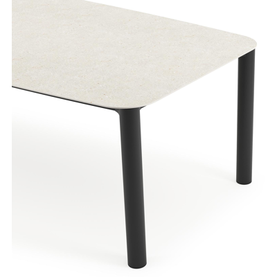 Orso tuintafel bootvorm in zwart aluminium en volkeramiek shilin - L 255 x B 115 x H 75 cm