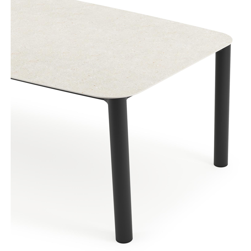 Orso tuintafel bootvorm in zwart aluminium en volkeramiek shilin - L 255 x B 115 x H 75 cm