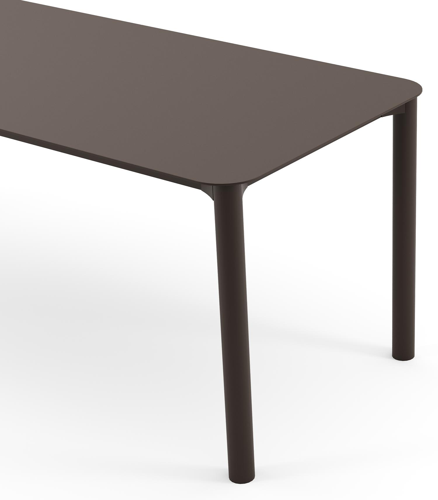 Orso tuintafel afgerond vierkant in donkerbruin aluminium - L 200 x B 80 x H 75 cm