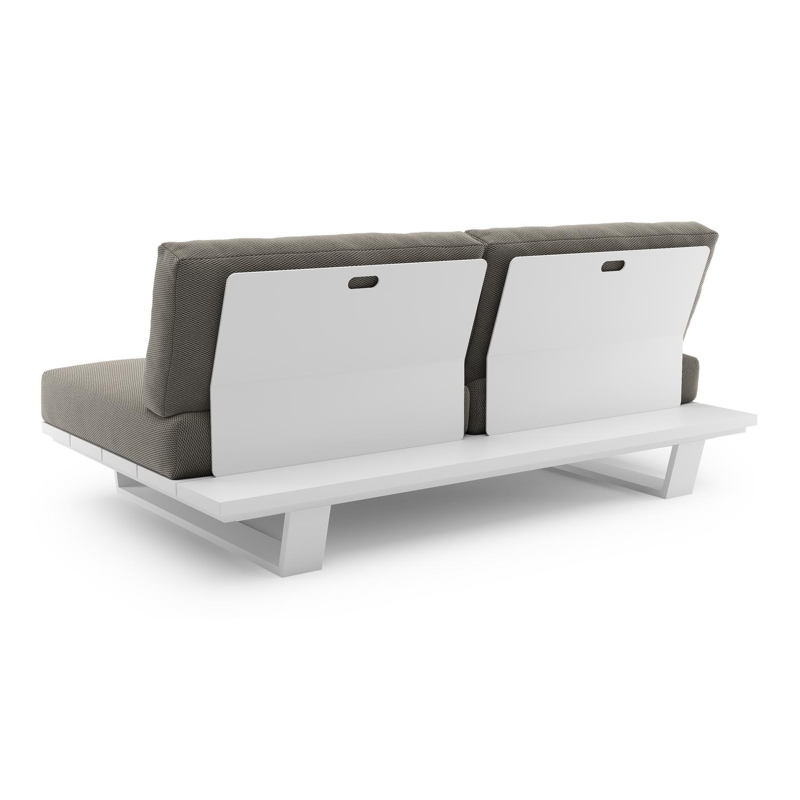 Pagino loungebank in wit aluminium met lopi charcoal all weather sunbrella® luxe kussen