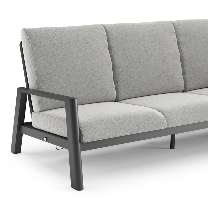 Cirello loungeset in zwart aluminium met savane nimbus all weather sunbrella® luxe kussen