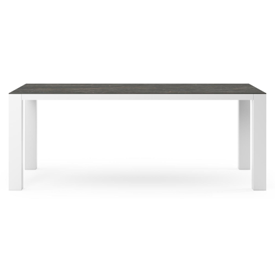 Nano tuintafel rechthoekig in wit aluminium en volkeramiek Black Obsession - L 200 x B 100 x H 75 cm