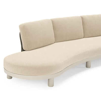 Donato loungebank in beige aluminium met all weather cosytica Althea Chalk kussen