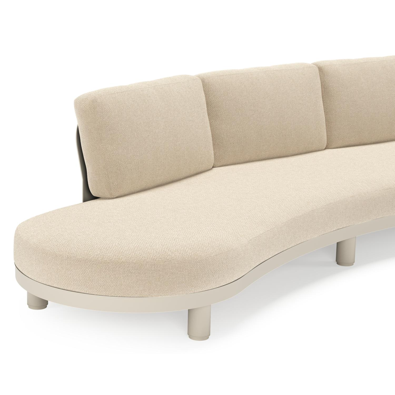 Donato loungebank in beige aluminium met all weather cosytica Althea Chalk kussen