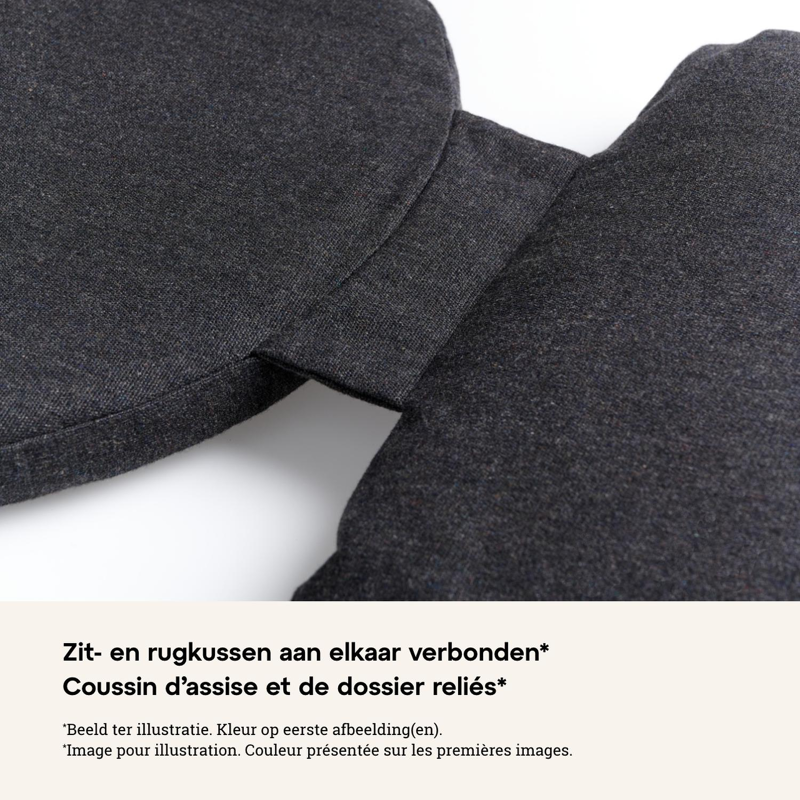 Chaise de jardin Orso en aluminium beige et corde plate tissée verticalement beige avec coussin en chartres pewter all weather sunbrella® luxe