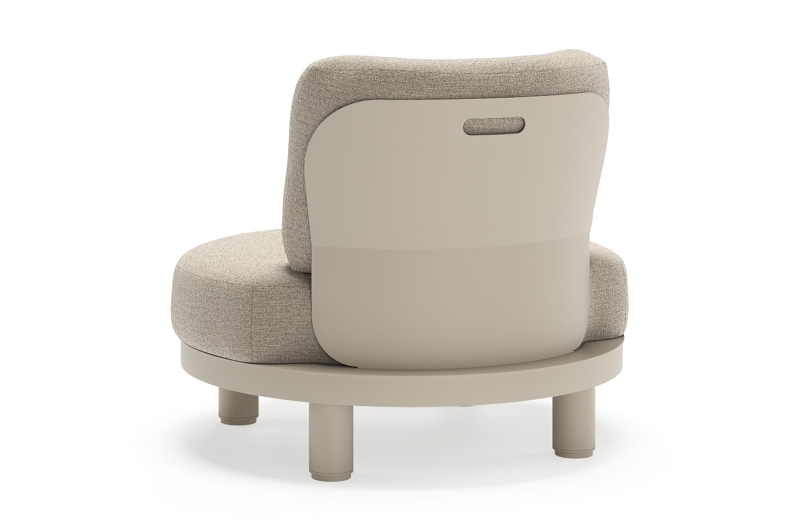 Donato loungestoel in beige aluminium met all weather cosytica Catania Sand kussen