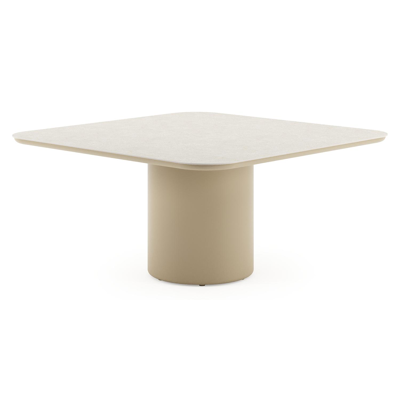 Amico tuintafel afgerond vierkant in beige aluminium en volkeramiek Shilin - L 148 x B 148 x H 73.5 cm