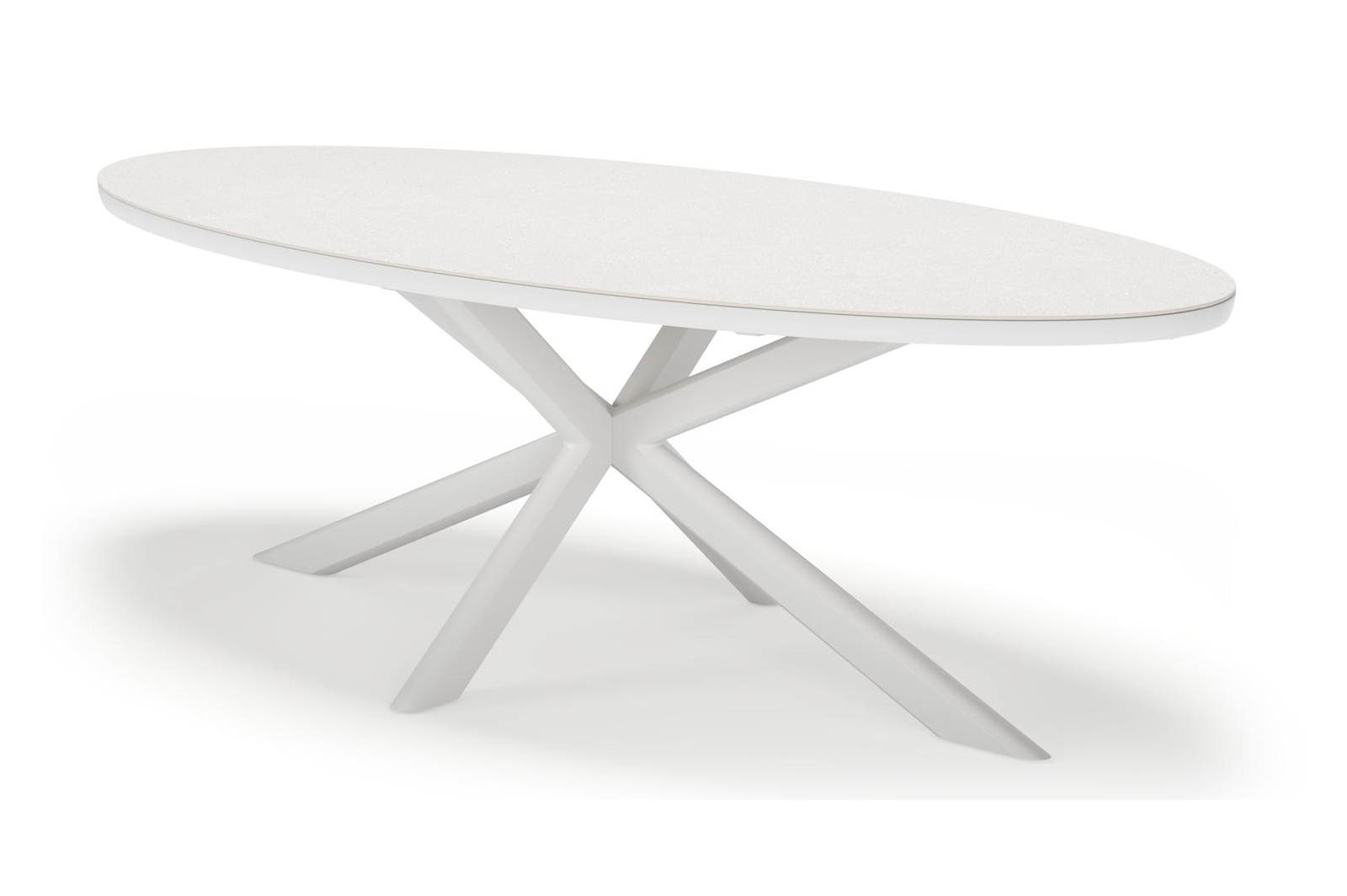 Pamplona tuintafel ovaal in wit aluminium en sintered stone Topo minerale - L 240 x B 115 x H 72 cm