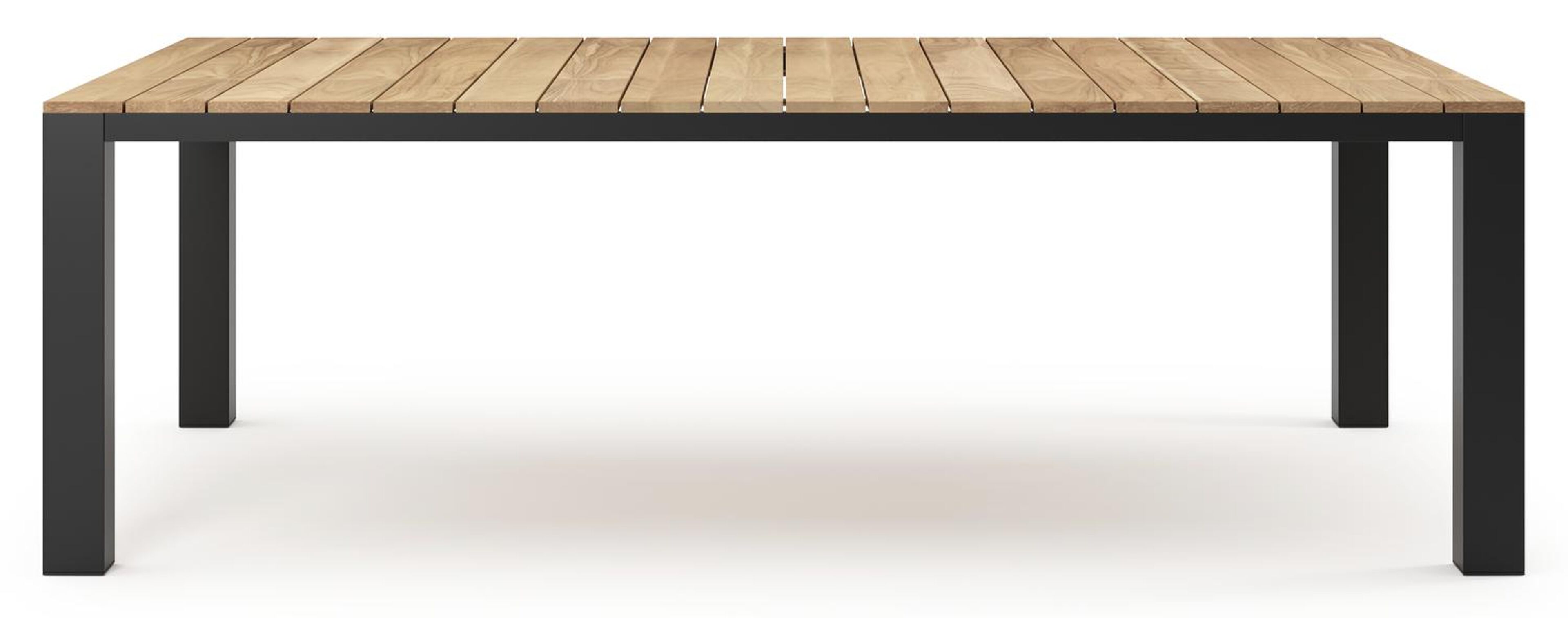 Table de jardin Nano en aluminium noir et teck - Lg 240 x Larg. 148 x H 75 cm