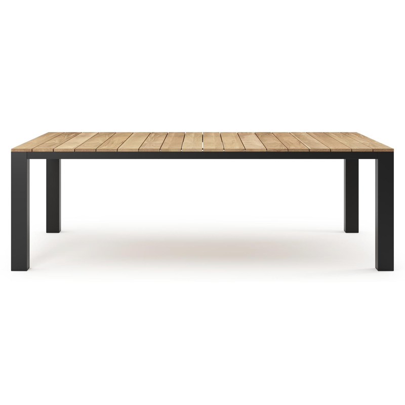 Nano tuintafel in zwart aluminium en teak - L 240 x B 148 x H 75 cm