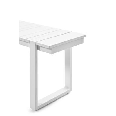 Salon de jardin d'angle Merida en aluminium blanc avec coussins en polyester gris et table basse