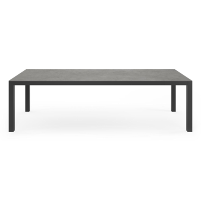 Varese tuinset in zwart aluminium en grijs volkeramiek tafelblad met 10 stapelbare Bareto tuinstoelen