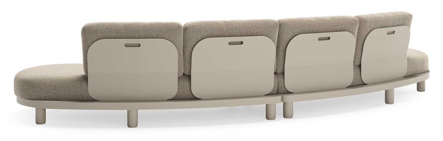 Canapé de jardin Donato en aluminium beige et coussins en all weather sunbrella® luxe Chartres Pewter