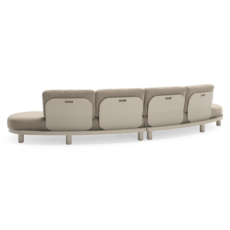 Canapé de jardin Donato en aluminium beige et coussins en all weather sunbrella® luxe Chartres Pewter