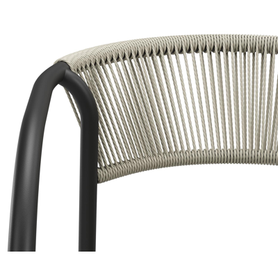 Melo stapelbare tuinstoel in zwart aluminium en beige gedraaide ronde wicker