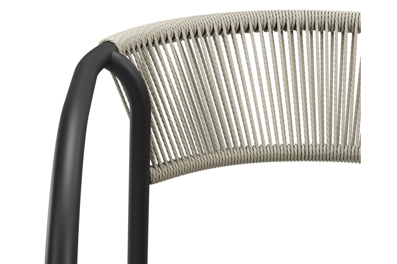 Melo stapelbare tuinstoel in zwart aluminium en beige gedraaide ronde wicker