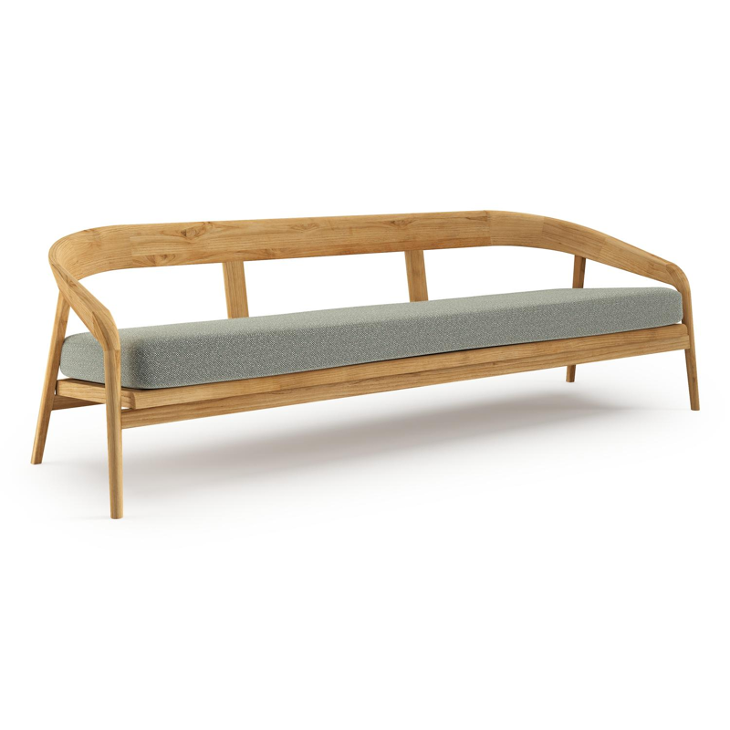 Lacrima loungebank in teak met savane leaf all weather Sunbrella® luxe kussen