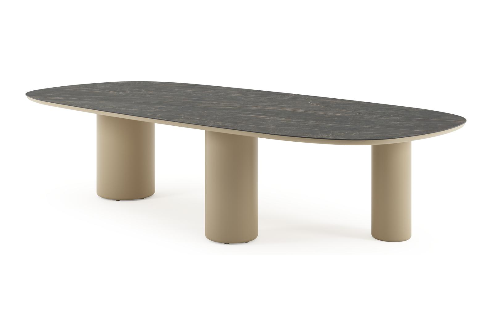 Amico tuintafel bombo xl in beige aluminium en volkeramiek Black Obsession - L 320 x B 148 x H 73.5 cm