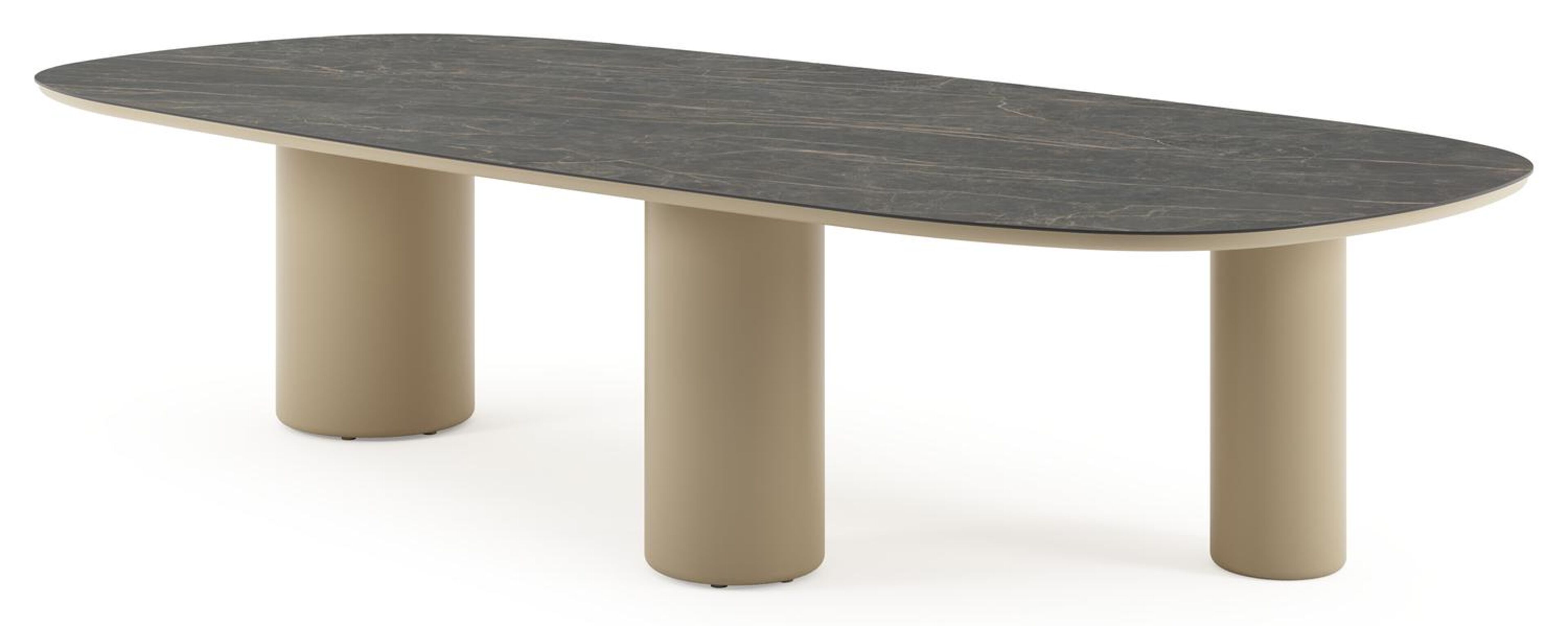 Table de jardin Amico bombo xl en aluminium beige et céramique pleine Black Obsession - Lg. 320 x Lrg. 148 x Haut. 73.5 cm