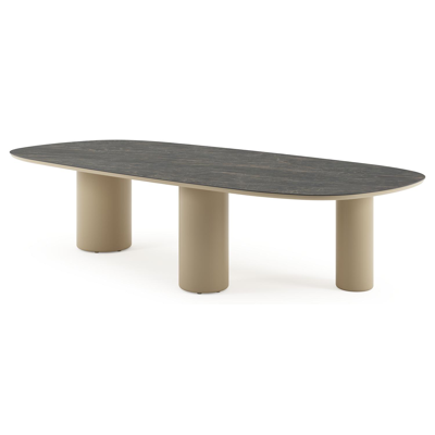 Amico tuintafel bombo xl in beige aluminium en volkeramiek Black Obsession - L 320 x B 148 x H 73.5 cm