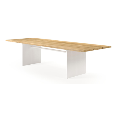 Portofino tuintafel in wit aluminium en teak - L 300 x B 112 x H 75 cm