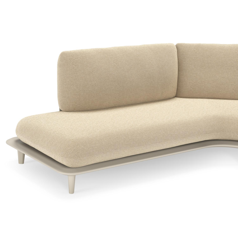 Bomero loungehoek in beige aluminium met althea camel all weather cosytica kussen