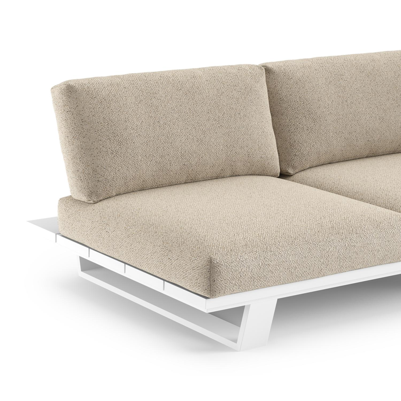 Pagino loungehoek in wit aluminium met bora desert all weather cosytica kussen