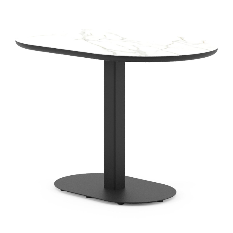 Teramo kantelbare tuintafel bombo in zwart aluminium en volkeramiek Calacatta - L 110 x B 70 x H 74 cm