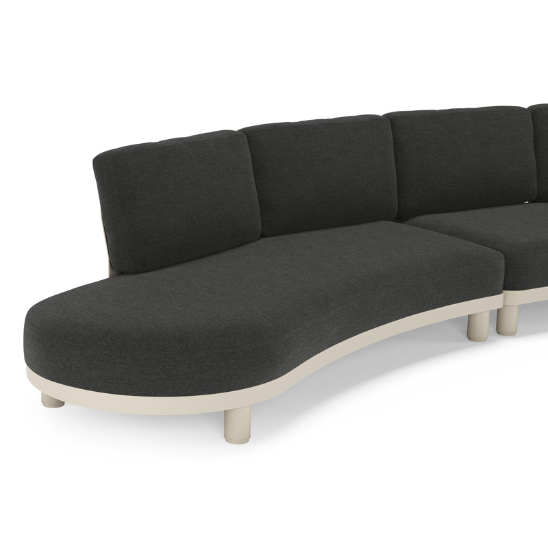 Donato loungehoek in beige aluminium met all weather sunbrella® luxe Chartres Sooty kussen
