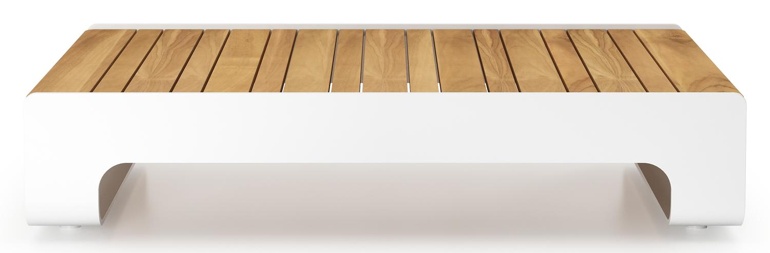 Atessa loungetafel in wit aluminium en naturel teak - L 117,5 x B 70 x H 30 cm