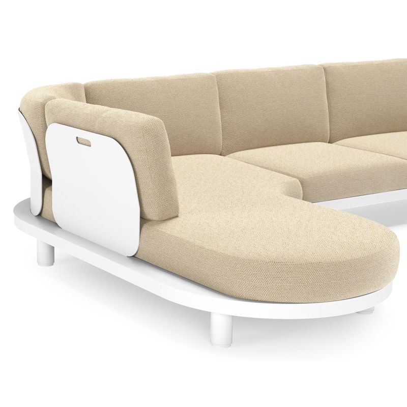 Donato loungehoek in wit aluminium met all weather cosytica Althea Camel kussen