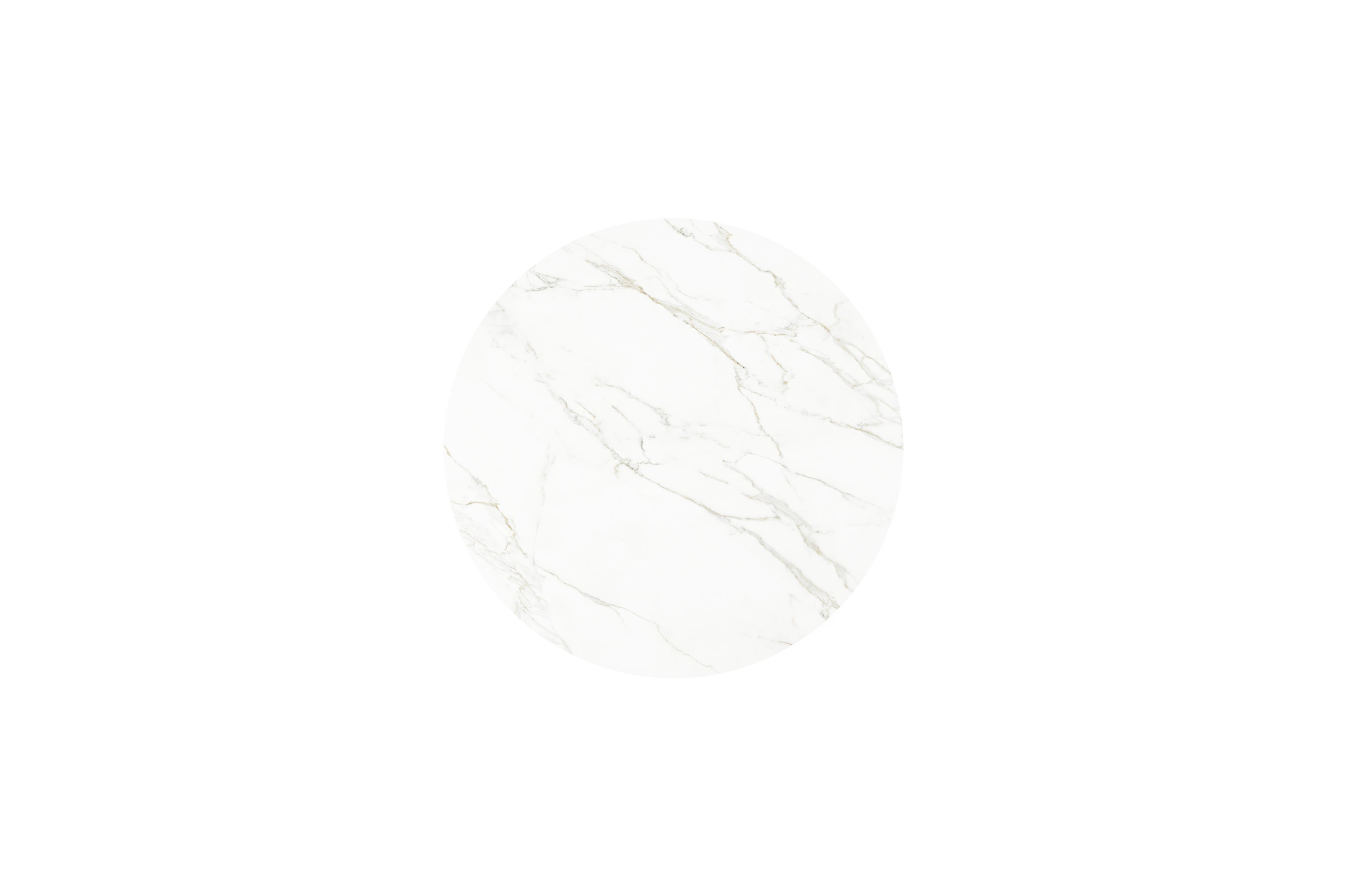 Table de jardin Donato en aluminium blanc et céramique pleine calacatta - Dia. 148 x H 75 cm